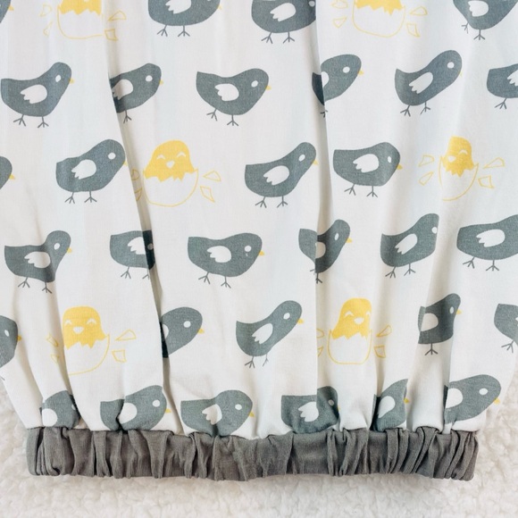 MONICA & ANDY • White/Grey/Yellow Baby Chick Print Sleeper Gown - Picture 5 of 16